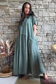 Tasha Damask T Shirt Maxi Dress Khaki